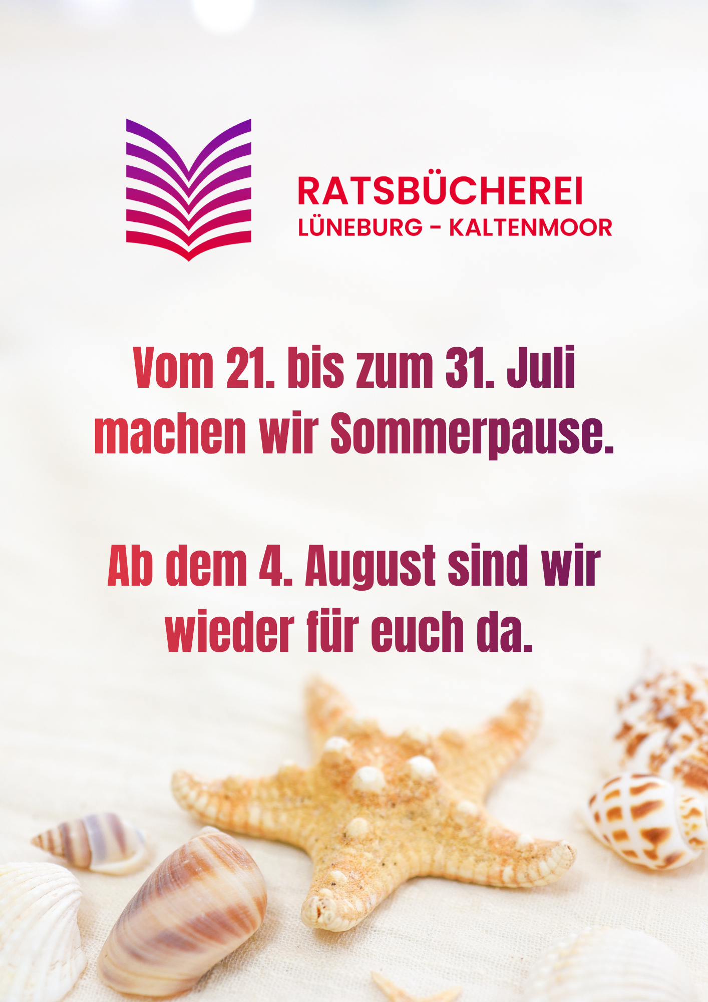 {#Vom 21. bis zum 31. Juli machen wir Sommerpause. Ab dem 4. August sind wir wieder f&uuml;r euch da.}